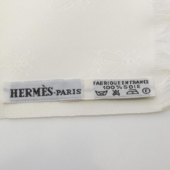 HERMES White Silk Scarf - Picture 2 of 3